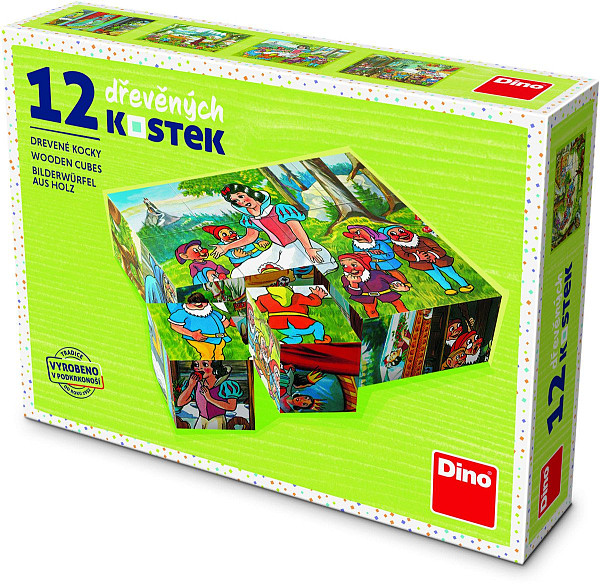 Sněhurka - Dřevěné kostky 12 ks
