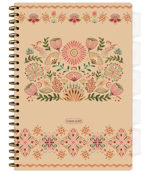 Spirálový sešit A4 s pořadačem Floral Scape