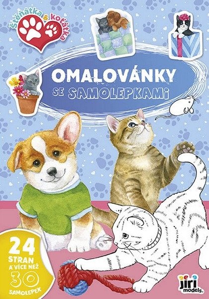 Štěňátka a koťátka - Omalovánky A4 se samolepkami