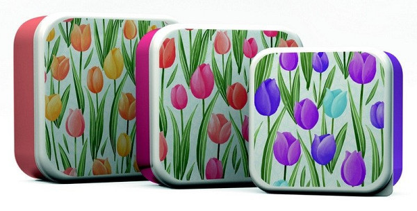 Svačinový box 3ks - M/L/XL - Tulipány