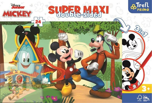 Trefl Puzzle Mickeyho klubík super maxi 24 dílků - oboustranné