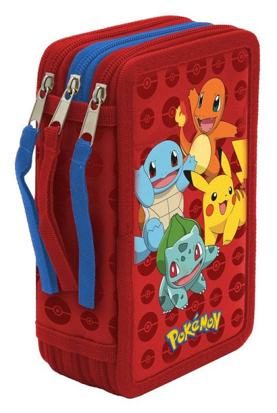 Třípatrový penál naplněný Pokémon