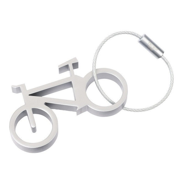 Troika klíčenka a otevírák lahví - kolo (kovová, stříbrná)