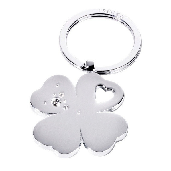 Troika klíčenka - čtyřlístek Swarovski (kovová, stříbrná)