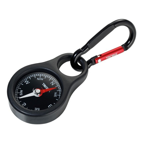Troika klíčenka - kompas (kovová, s karabinkou, mix barev)