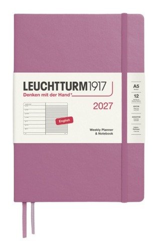 Týdenní plánovač & Zápisník Dusty Rose, Medium A5 2027, anglicky