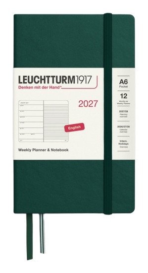 Týdenní plánovač & Zápisník Forest Green, Pocket A6 2027, anglicky