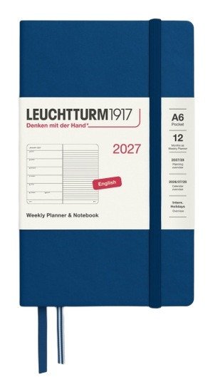 Týdenní plánovač & Zápisník Indigo, Pocket A6 2027, anglicky