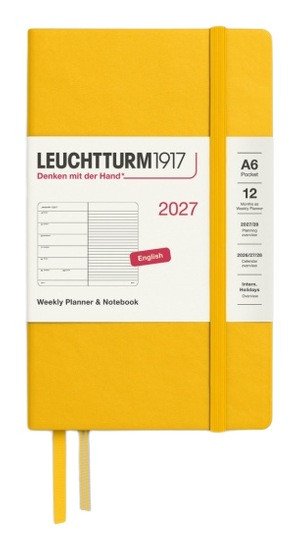 Týdenní plánovač & Zápisník Sunflower, Pocket A6 2027, anglicky