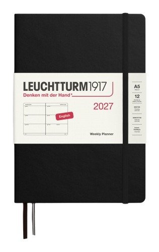 Týdenní plánovač Black, Medium A5 2027, anglicky