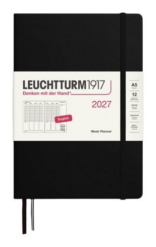 Týdenní plánovač Black, Medium A5 2027, anglicky