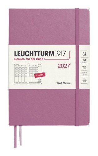 Týdenní plánovač Dusty Rose, Medium A5 2027, anglicky