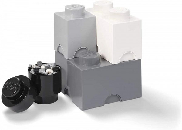Úložný box LEGO Multi-Pack 4 ks - černý, bílý, šedý