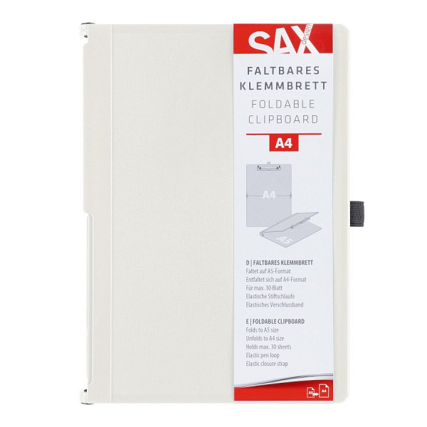 Uzavíratelné psací desky s klipem SAX A4 - krémové