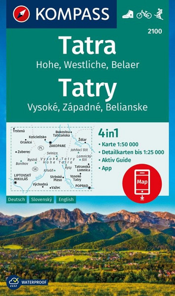 Vysoké, Západní a Belianské Tatry 1:50 000 / turistická mapa KOMPASS 2100