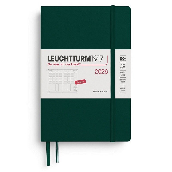 Week Planner 2026 Paperback (B6+) Forest Green
