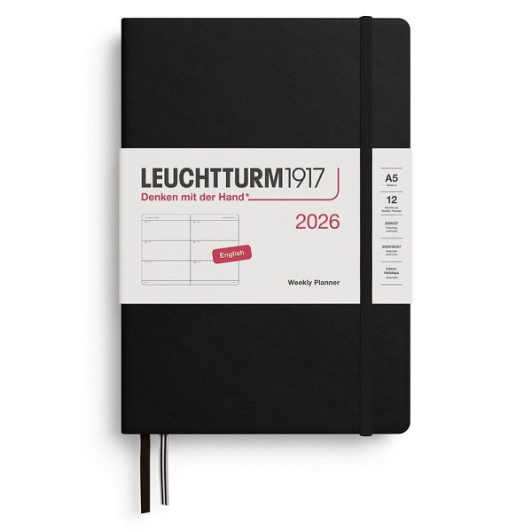 Weekly Planner 2026 Medium (A5) Black
