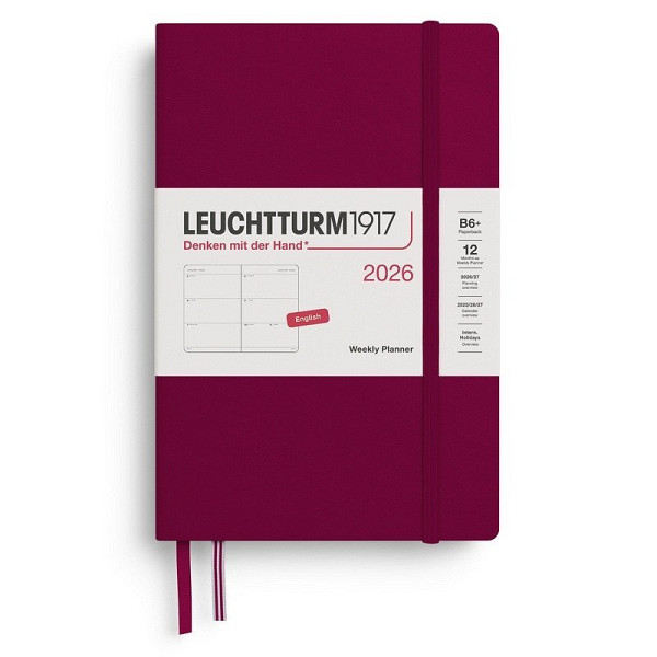 Weekly Planner 2026 Paperback (B6+) Port Red