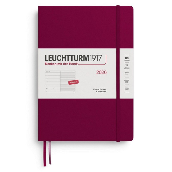 Weekly Planner & Notebook 2026 Composition (B5) Port Red