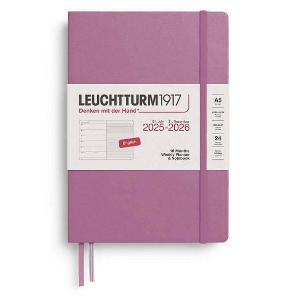 Weekly Planner & Notebook 2026 Medium (A5) 18 Months Dusty Rose