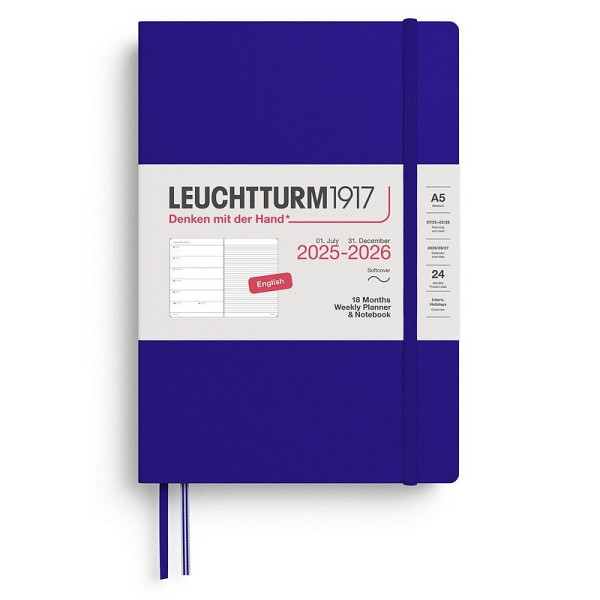 Weekly Planner & Notebook 2026 Medium (A5) 18 Months Ink