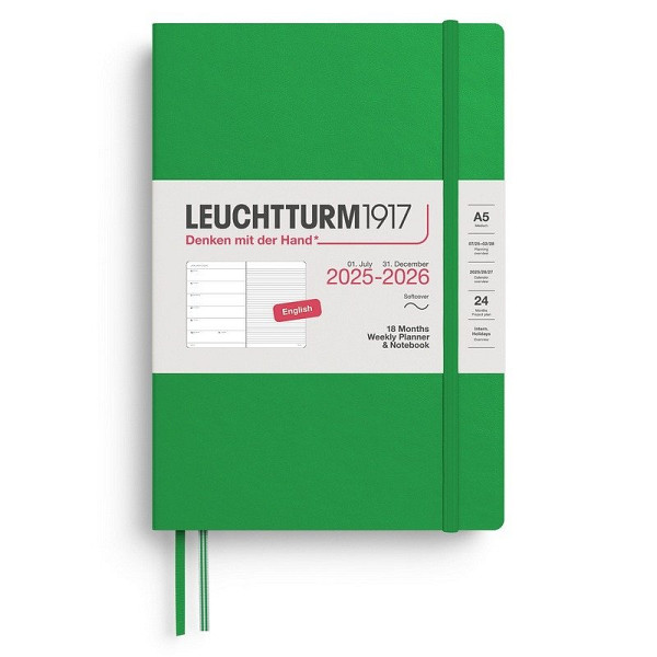 Weekly Planner & Notebook 2026 Medium (A5) 18 Months Spring Leaf