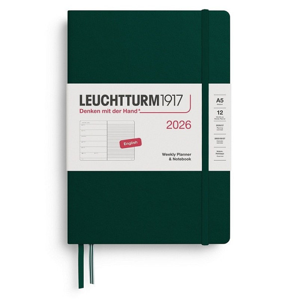 Weekly Planner & Notebook 2026 Medium (A5) Forest Green