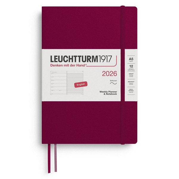 Weekly Planner & Notebook 2026 Medium (A5) Port Red