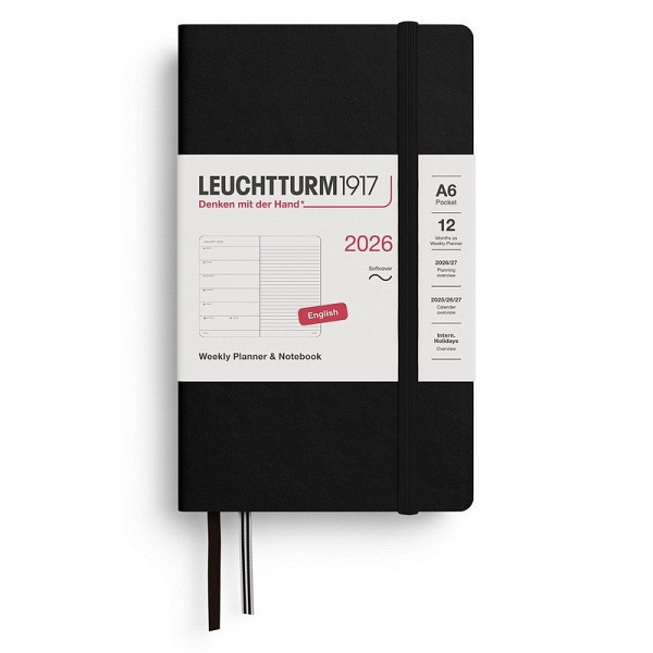 Weekly Planner & Notebook 2026 Pocket (A6) Black