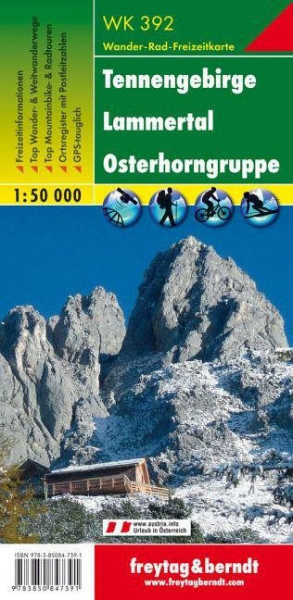 WK 392 Tennengebirge-Lammertal-Osterhorngruppe 1:50 000/mapa