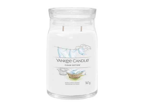YANKEE CANDLE Clean Cotton svíčka 567g / 2 knoty (Signature velký)