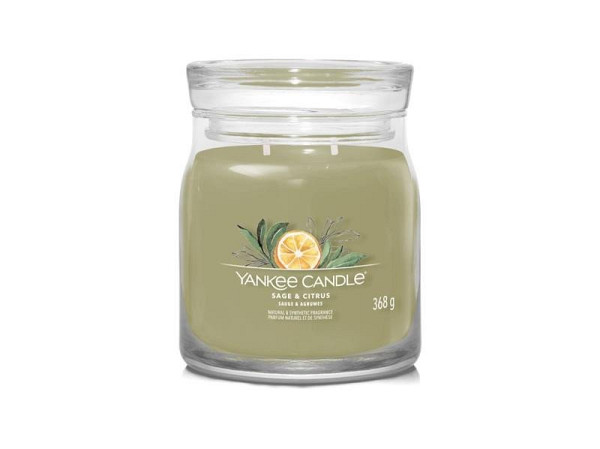 YANKEE CANDLE Sage & Citrus svíčka 368g / 2 knoty (Signature střední)