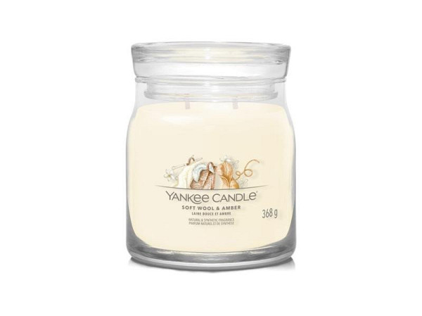 YANKEE CANDLE Soft Wool & Amber svíčka 368g / 2 knoty (Signature střední)