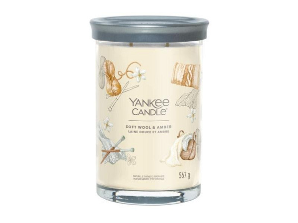 YANKEE CANDLE Soft Wool & Amber svíčka 567g / 2 knoty (Signature tumbler velký )