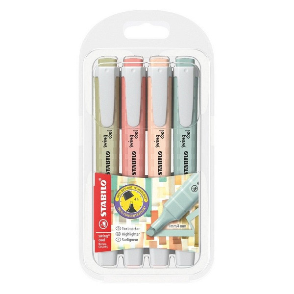 Zvýrazňovač STABILO swing cool NatureCOLORS - sada 4 ks